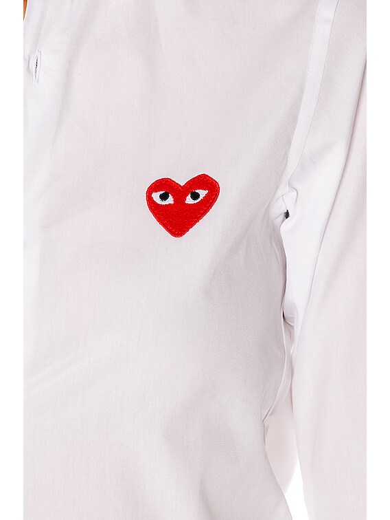 COMME des GARCONS PLAY Cotton Button Down with Red Emblem in