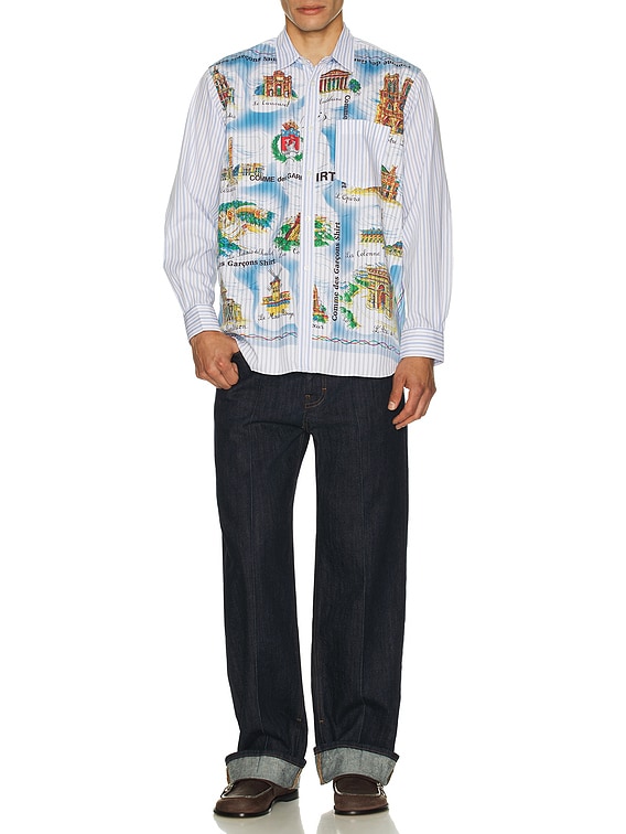 COMME des GARCONS SHIRT Wide Classic Landmark Shirt in Stripe