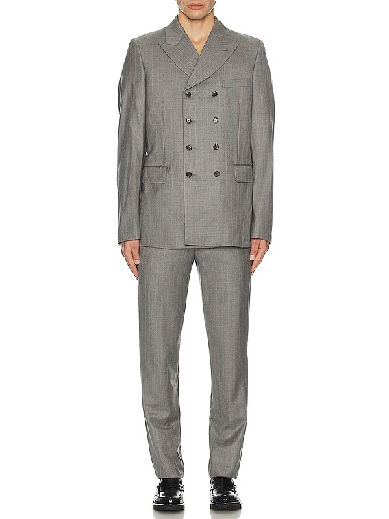 COMME des GARCONS Homme Plus Pencil Striped Pant in Grey & Pink | FWRD