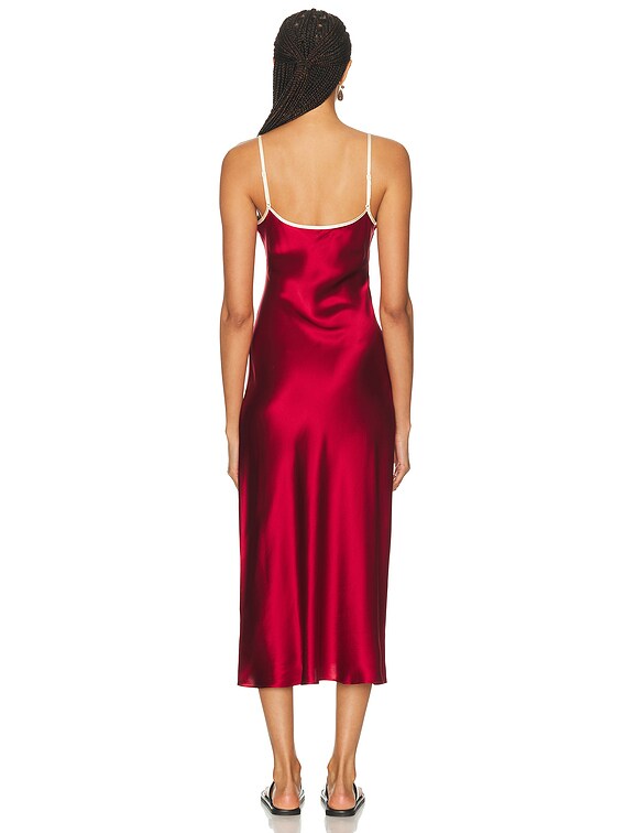 dark red satin slip dress Satin Cowl Neck Slip Midi Burgundy Red Dress