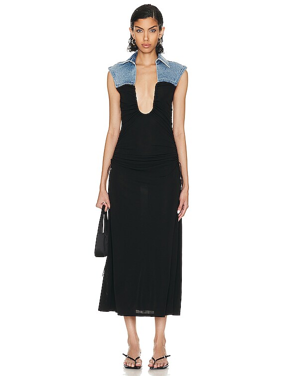 christopher esber denim dress Christopher Esber Sevilla Denim Yoke Dress 於INDIGO/BLACK