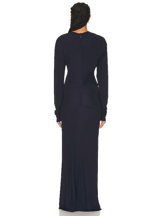 Christopher Esber Side Cowl Long Sleeve Dress in Ink | FWRD