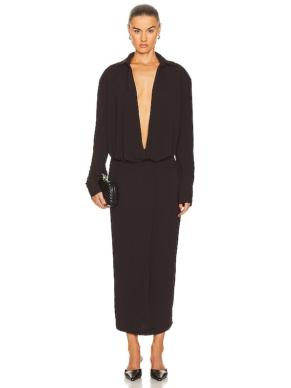 Christopher Esber Framed Buckle Wrap Shirt Dress in Cacao | FWRD