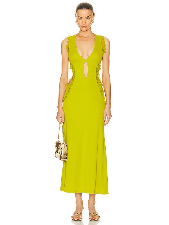 Christopher Esber Carina Plunge Dress in Limeade | FWRD