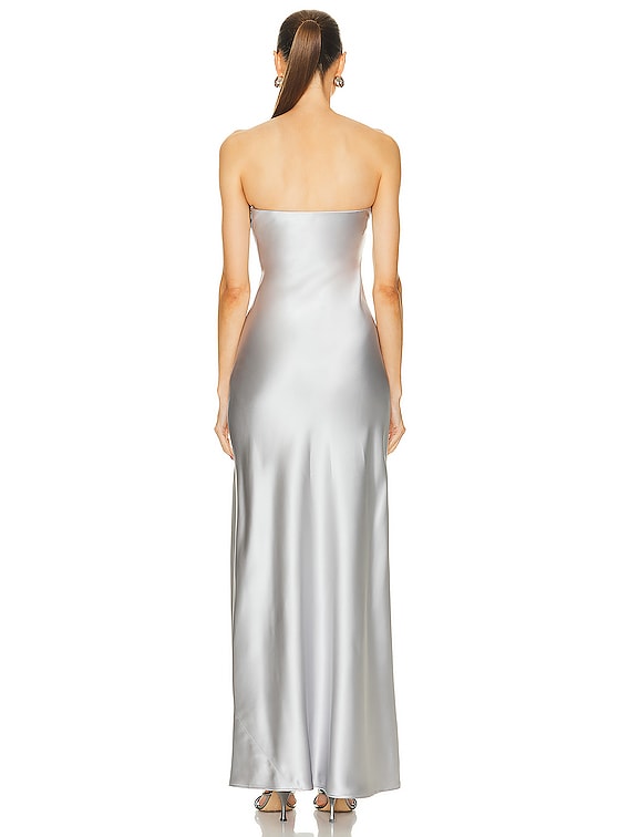fifty shades of grey silver dress Dakota Johnson Silver Dress Backless Satin Prom Dress in Fifty Shades –  Hoprom main image 1