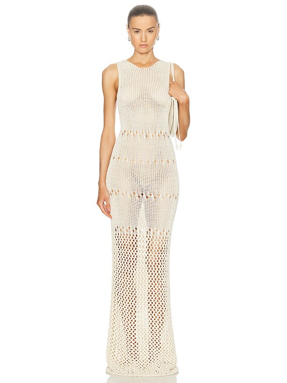 Christopher Esber Pointelle Fractus Midi Tank Dress in Cream | FWRD
