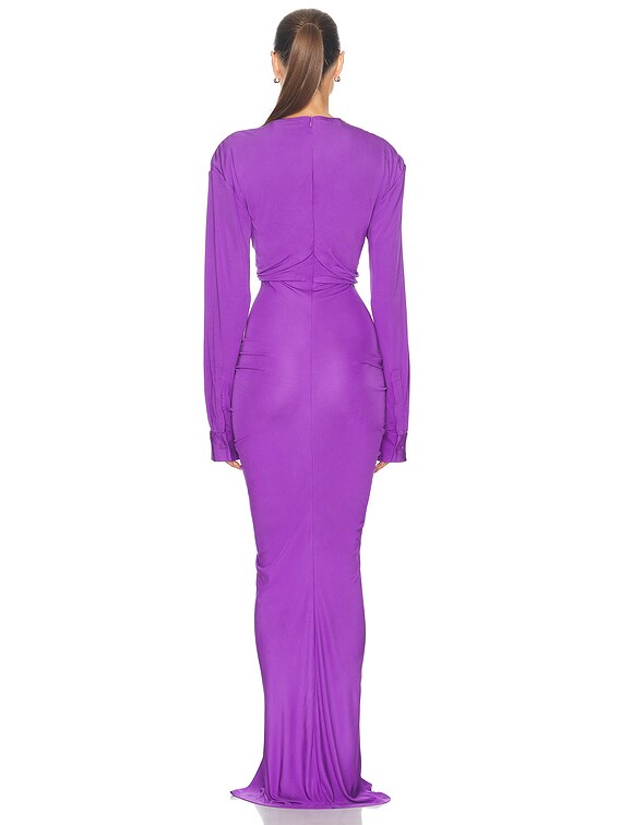 Vivenda Drape Front Long Sleeve Dress