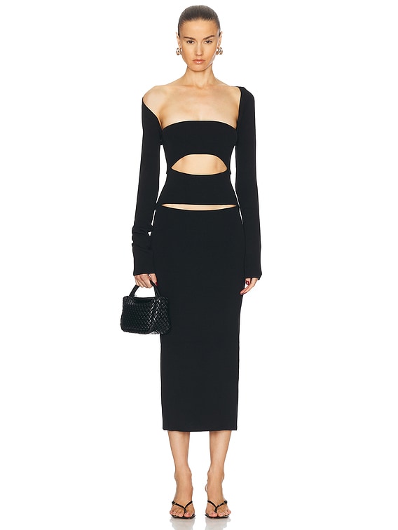 christopher esber slashed knit dress Slash cutout ribbed-knit maxi dress in white - Christopher Esber