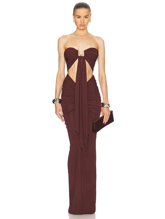 Christopher Esber Bezel Quartz Disconnect Dress in Mahogany | FWRD