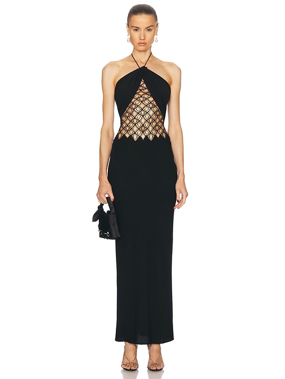 Christopher Esber Fluted Silk Column Dress in Black | FWRD