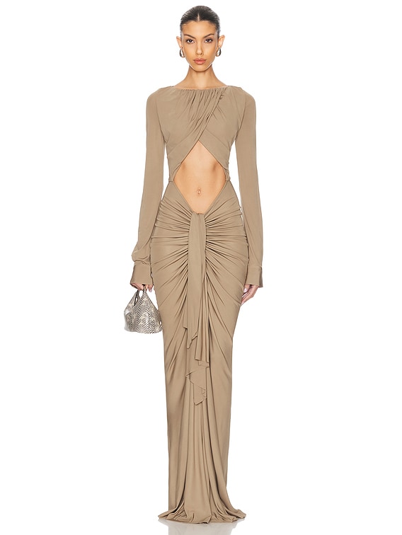 Christopher Esber Bateau Drape Disconnect Dress in Eucalypt