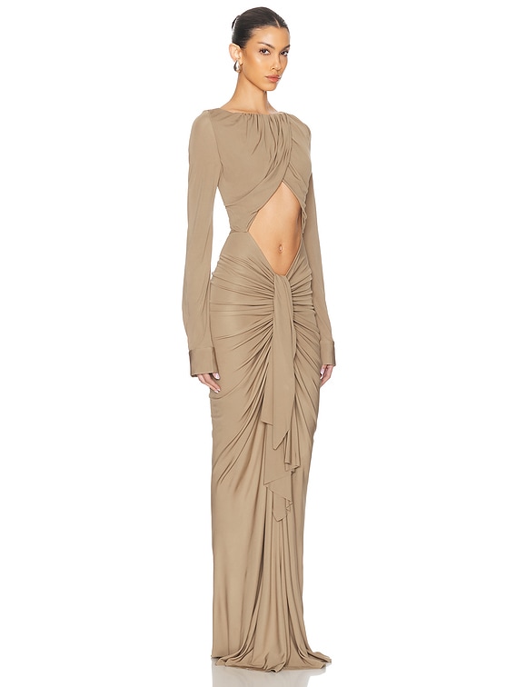 Bateau Drape Disconnect Dress