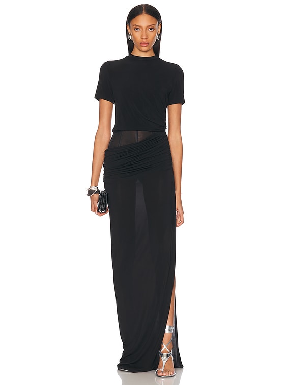 Christopher Esber Coiled Jersey Corseted Tee Gown in Black | FWRD