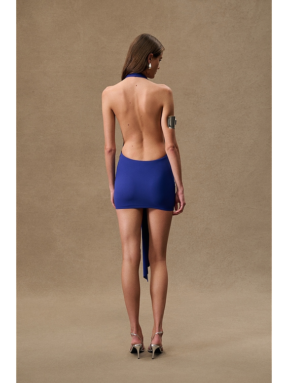 Pierced Orbit Halter Drape Mini Dress