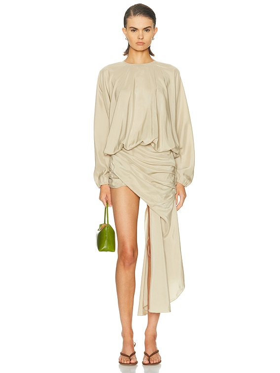 Parachute Silk Drape Mini Dress