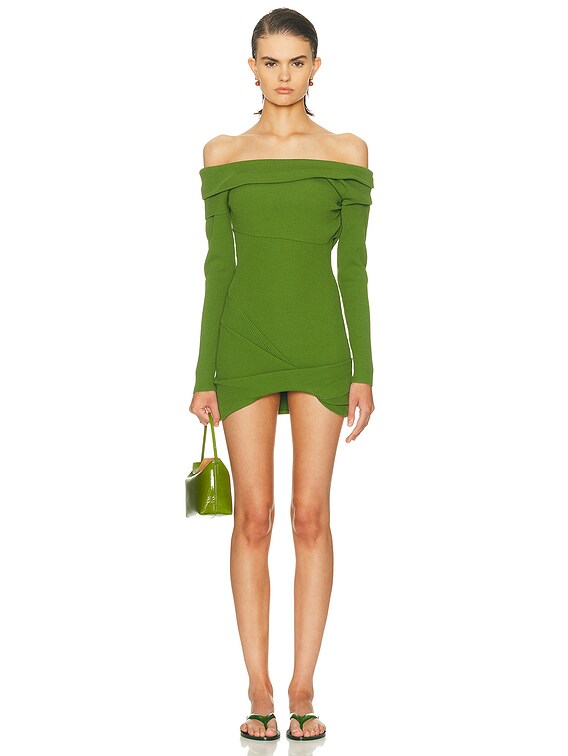 christopher esber green knit dress Christopher Esber Ribeiro Knit Micro Dress in Cactus