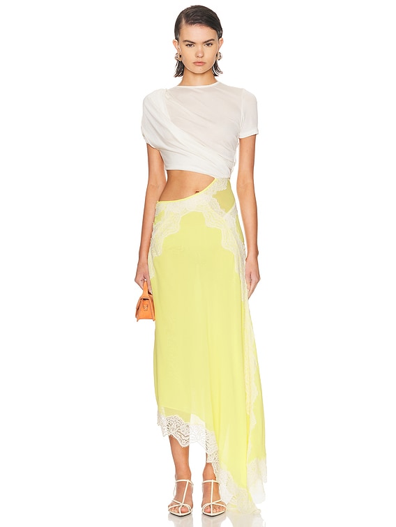 Christopher Esber Verve Twisted Tee Dress in Zest & White | FWRD