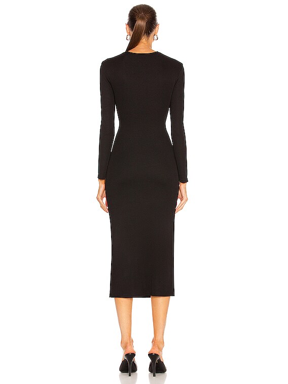 Christopher Esber Ruched Column Long Sleeve Midi Dress in Black | FWRD