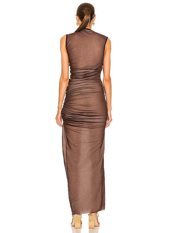 Christopher Esber Gold Link Sheer Dress in Chocolate | FWRD