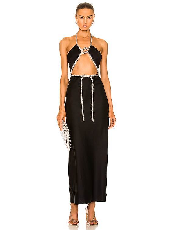 Christopher Esber Crystal Rope Disconnect Dress in Black & Ruby Crystal |  FWRD
