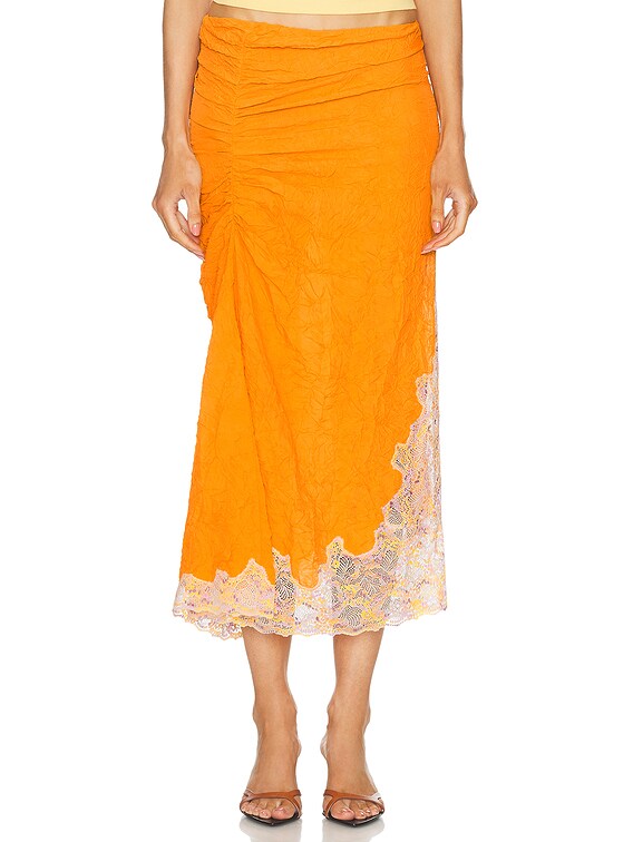 Christopher Esber Crimped Lace Skirt in Valencia & Multi | FWRD