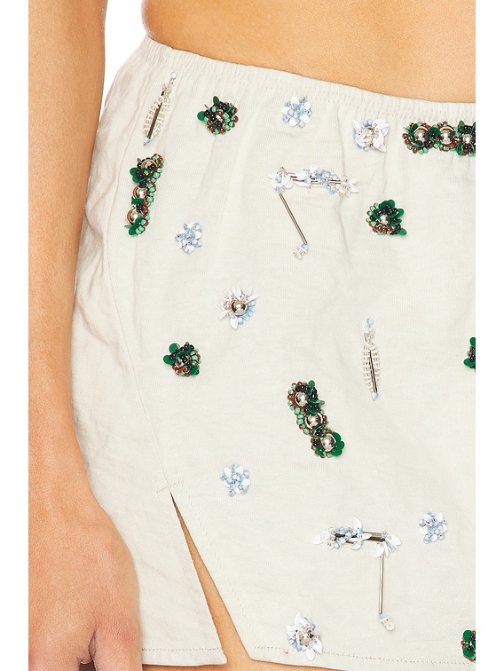 Christopher Esber Embla Beaded Crushed Micro Skirt in Putty