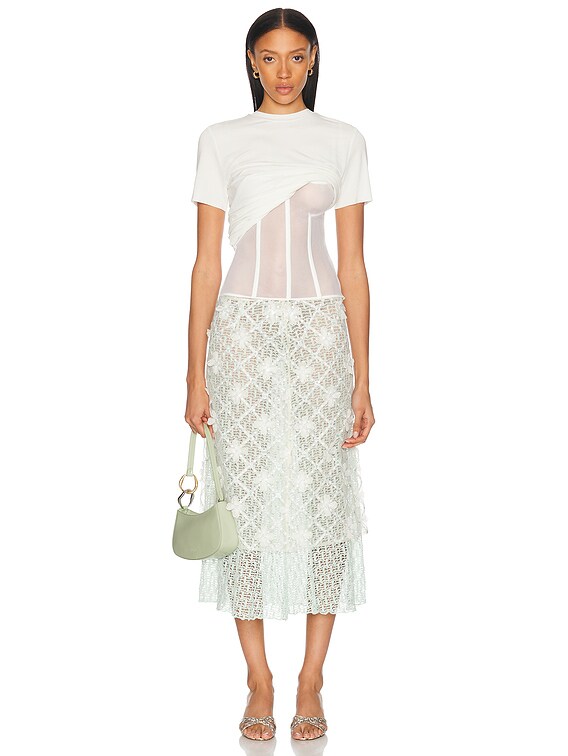 Christopher Esber Coiled Jersey Corseted Tee in White | FWRD