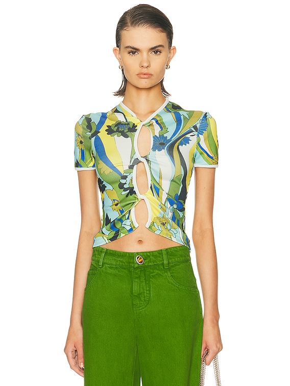 Christopher Esber Acidic Floral Open Twist Tee in Acidic Floral
