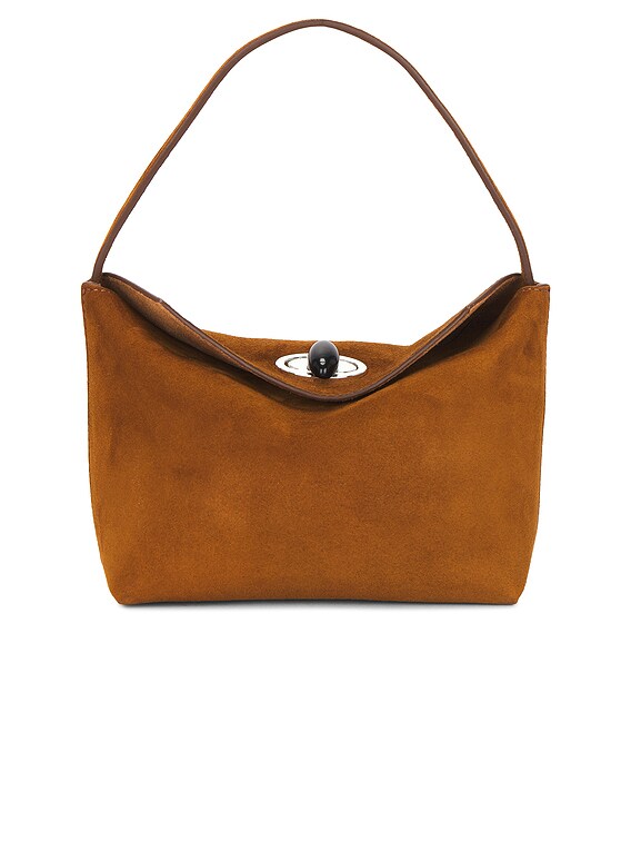 Christopher Esber Turnlock Suede Mini Shoulder Bag in Russet