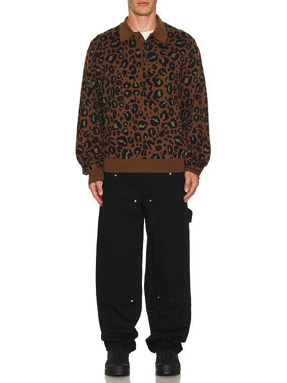 Carhartt WIP Longsleeve Arlo Polo in Camo Leo Jacquard, Tamarind