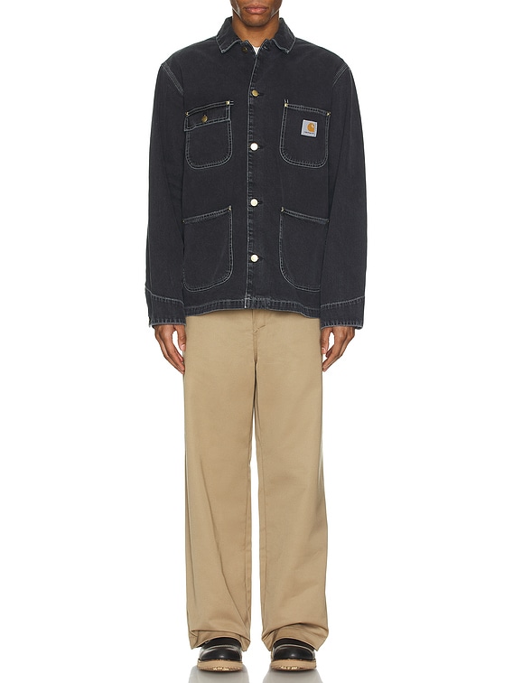 Carhartt WIP OG Chore Coat in Black Heavy Stone Wash | FWRD