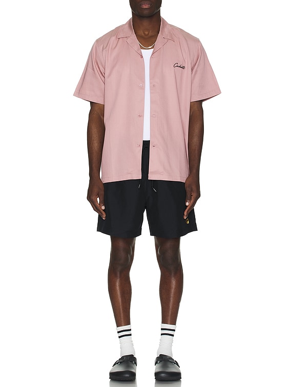Carhartt WIP Short Sleeve Delray Shirt in Glassy Pink