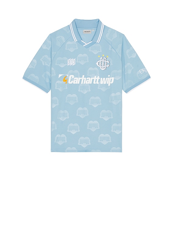 ウェア Carhartt WIP S/S HARTS FOOTBALL BLUEBIRD Carhartt WIP Hartts Football T-Shirt in Heart Train Jacquard