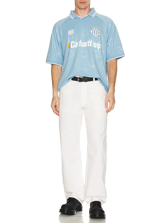 ウェア Carhartt WIP S/S HARTS FOOTBALL BLUEBIRD Carhartt WIP - Hartt's Football t-shirt SS jacquard