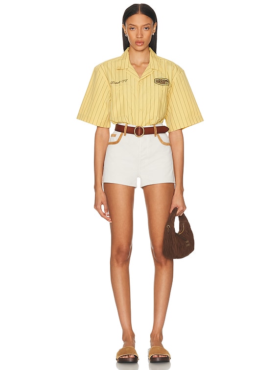 Carhartt WIP Hendry Shirt in Seaton Stripe, Straw, & Liberica | FWRD