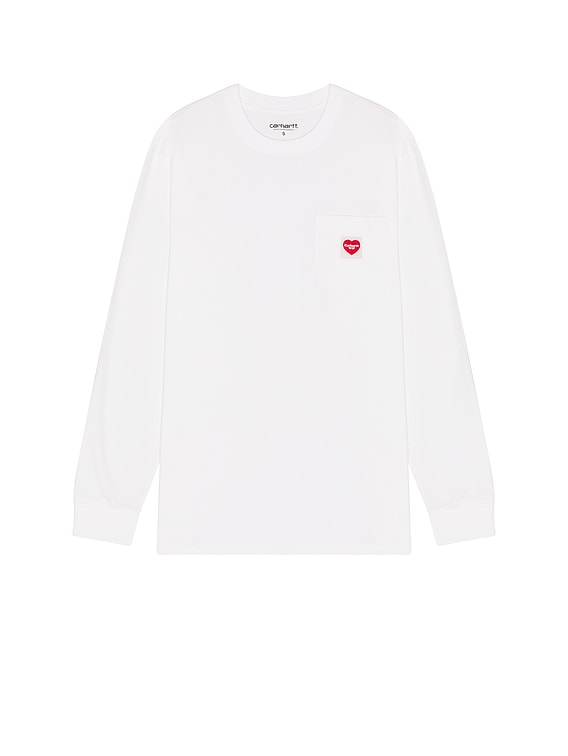 Carhartt WIP Long Sleeve Pocket Heart T-Shirt in White & Red