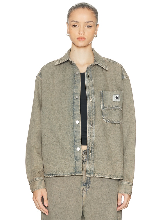 Carhartt WIP Georgia Shirt Jacket in Blue & Leather | FWRD