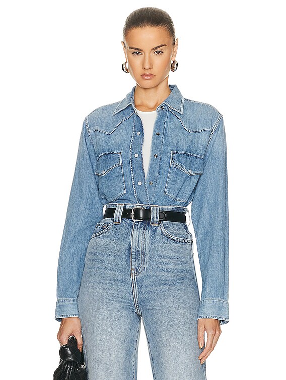 ドゥーズィエム★CITIZENS OF CROPPEDデニムシャツ完売品！！ Citizens of Humanity Cropped Western Shirt in Carolina Blue | FWRD
