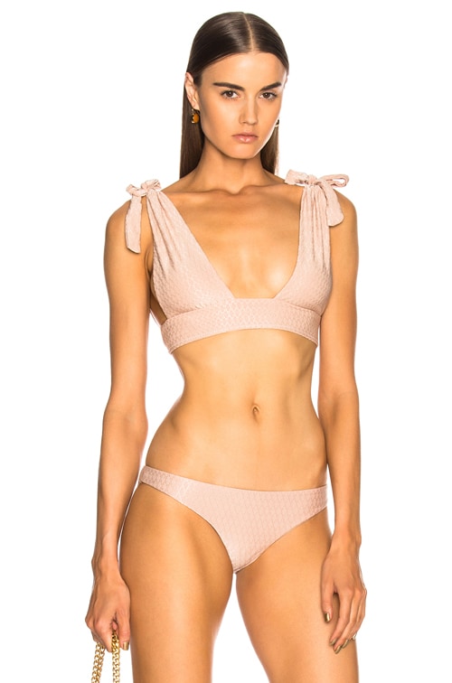 Cali Dreaming Gaia Bikini Top in Nude Foil FWRD