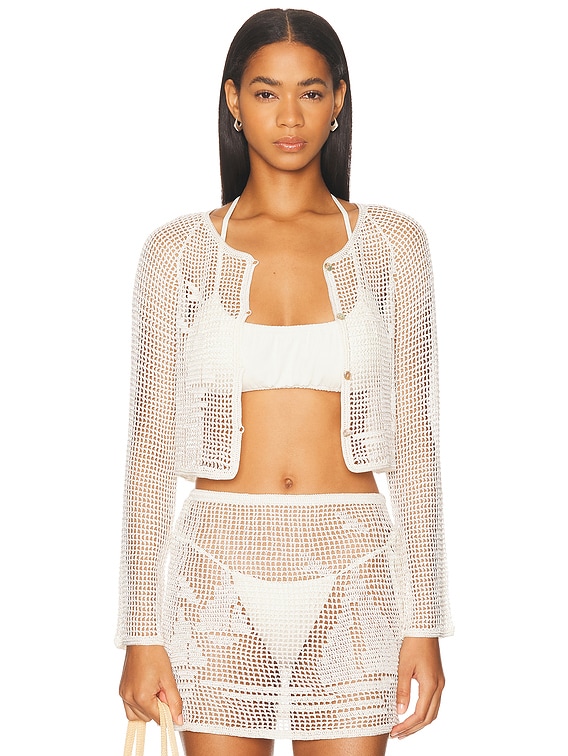 Calle Del Mar Nautical Crochet Cardigan in Natural | FWRD