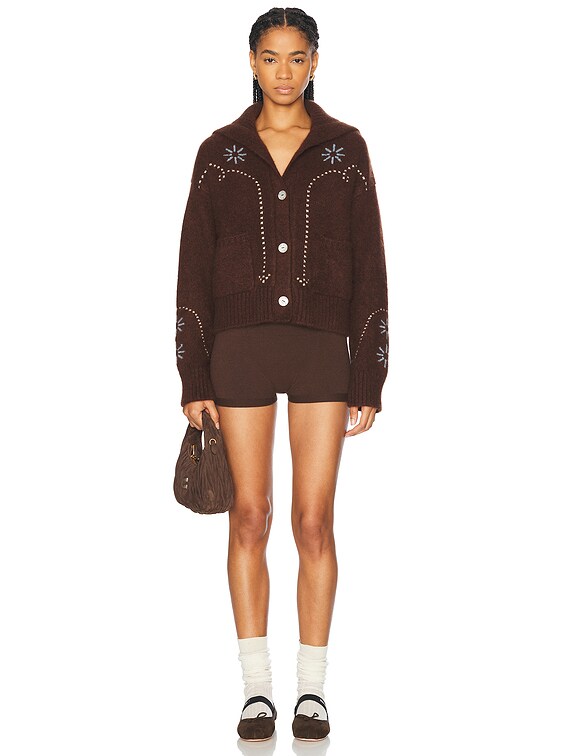 Calle Del Mar Cashmere Western Cardigan in Chocolate & Multi | FWRD
