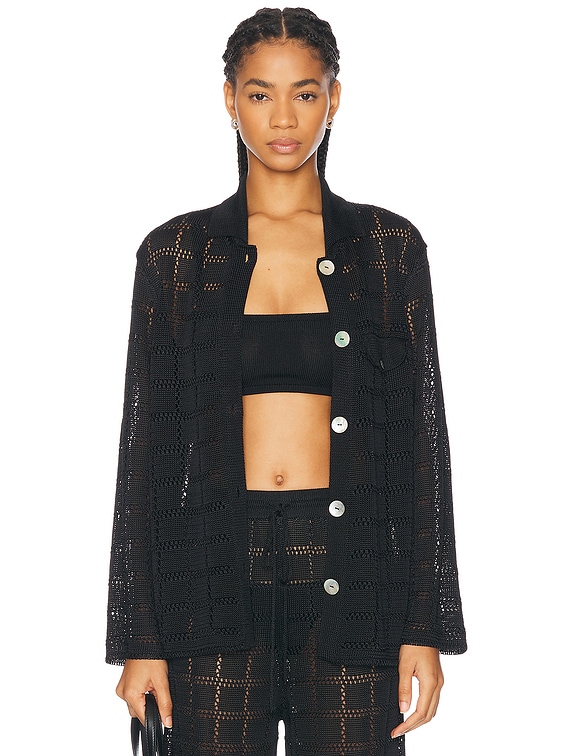 Calle Del Mar Long Sleeve Patchwork Shirt in Black | FWRD
