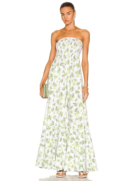 CAROLINE CONSTAS Haisley Maxi Dress in White All Over Palm | FWRD