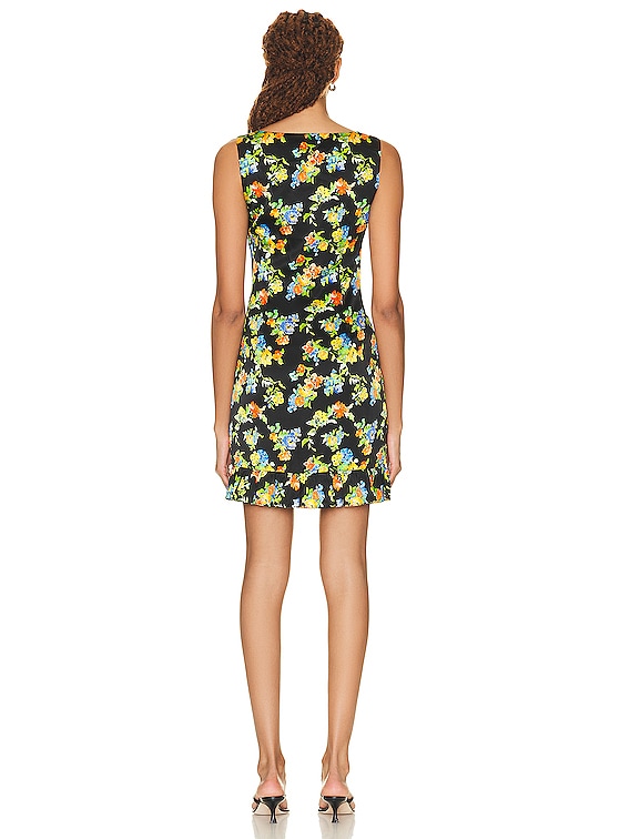 CAROLINE CONSTAS Natalie Dress in Blue Orange Noir Floral FWRD