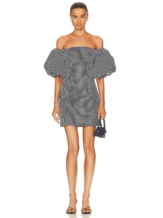 CAROLINE CONSTAS Rebekah Dress in Black Gingham FWRD