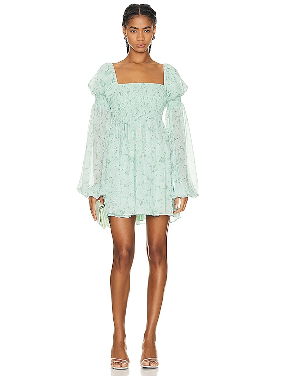 CAROLINE CONSTAS Kinsley Mini Dress in Mint Blossom | FWRD