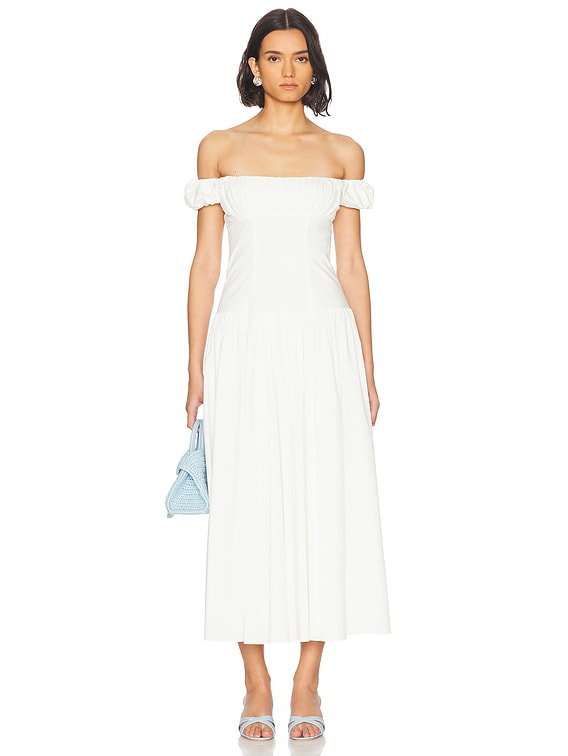 CAROLINE CONSTAS Augusta Drop Waist Maxi Dress in Antique White | FWRD