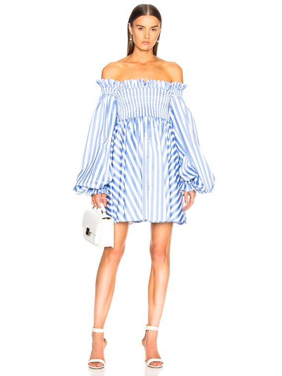 CAROLINE CONSTAS Kora Dress in Blue & White | FWRD