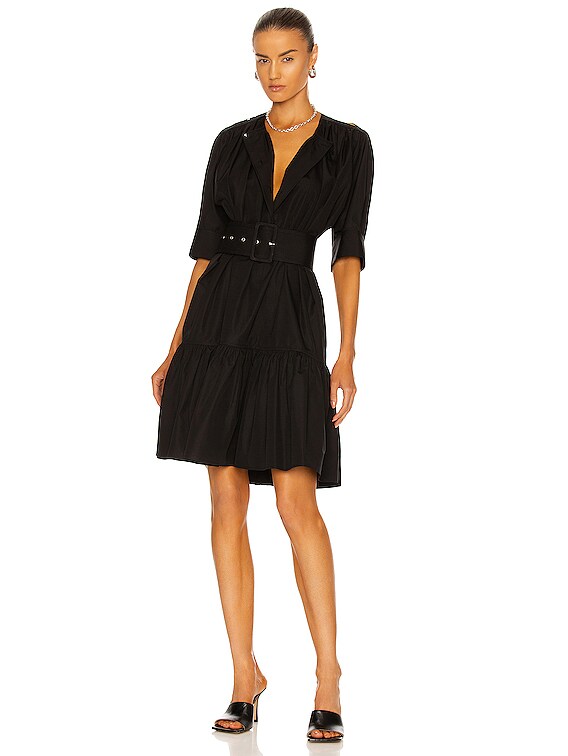 Chloe Oversized Belted Midi Dress in Black | FWRD