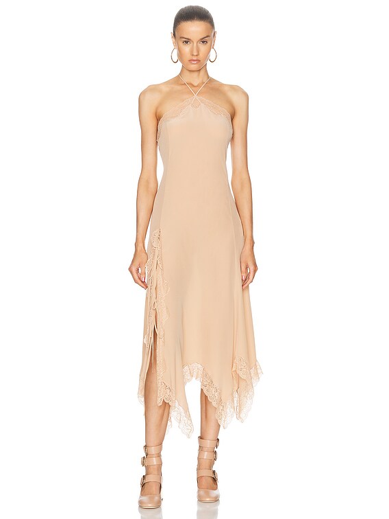 Crepe De Chine Lace Dress
